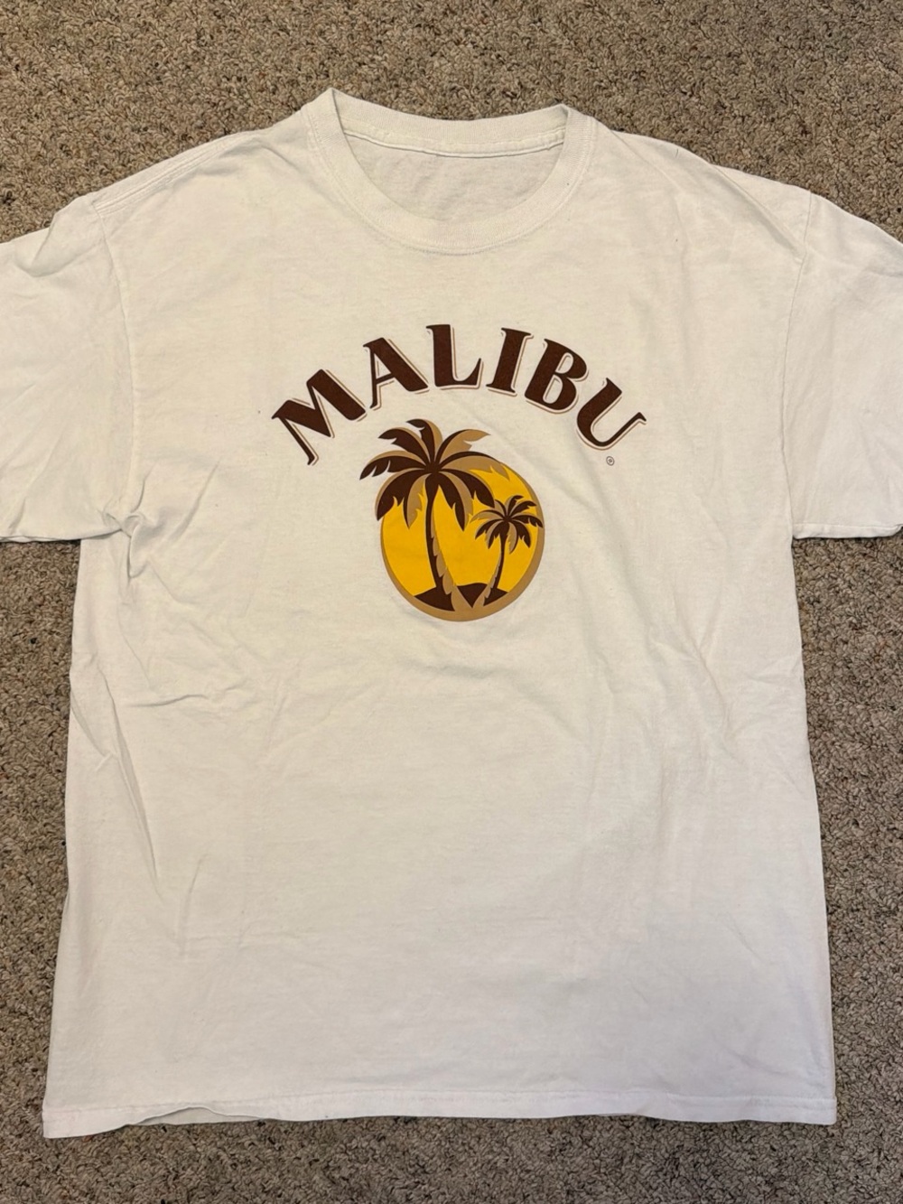 Malibu Short Sleeve Tee in White with Brown & Yellow Palm Graphic